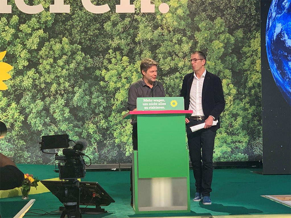 Robert Habeck und Hans Joachim Reinke Grünen Parteitag 2019 Robert Habeck und Hans Joachim Reinke Grünen Parteitag 2019